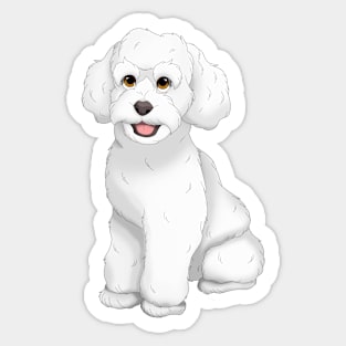 White Toy Poodle Dog Sticker